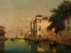 Bouvard, 'Canal scene, Venice', oil on canvas, signed, 19.75