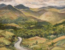 Maurice Codner (1888-1958) British, A road leading towards rolling hills, oil on board, signed
