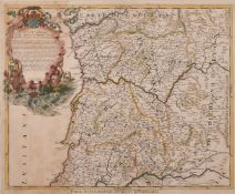 Domenico de Rossi, Circa 1692, 'Parte Settentrionale del Regno di Portogallo', a hand-coloured
