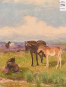 Walter Bothams (1850-1914) British, 'Dartmoor Ponies', watercolour, signed and dated '84, 10