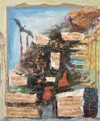 20/21st Century British School, An abstract landscape composition, mixed media with applied