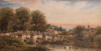 James Orrock RI (1829-1913) British, 'Old Bridge in Surrey Milford', watercolour, signed & dated