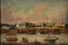 Chinese School, Circa 1850, A view of the consulates in Shanghai, oil, 3.25