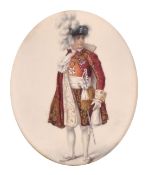 An oval portrait of a Man in ceremonial clothes in a gilt frame, 2.75