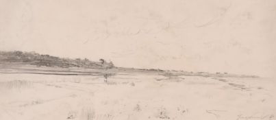 Johan Barthold Jongkind (1819-1891) Dutch, A sketch of an extensive landscape, pencil, signed and