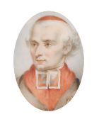 An oval portrait of a Priest in a gilt frame, 1.5