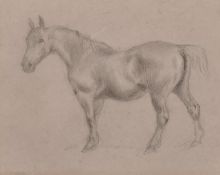 George Thomas Rope (1845-1929), 'Suffolk Horse I', A study of a horse, pencil sketch on paper, 8.75