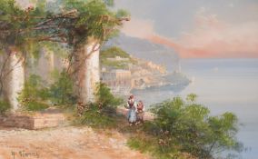 Yves Gianni (19th/20th Century) Italian, Evening on the Amalfi Coast, gouache, 12
