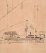 Attributed to Frederick Charles Richards, A study of a Venetian barge with the Church of San Giorgio