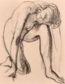 Attributed to William Dennis Dring, A study of a kneeling nude figure, charcoal, 9.5