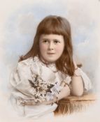 English School, Circa 1905, A hand finished photograph of a young girl holding flowers, said to be