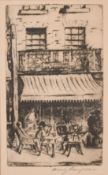 Henry Rayner (1902-1957) Australian, An etching of the Lombard caf and restaurant, signed in pencil,