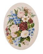 19th Century School, A pair of watercolours of floral sprays in foliate gilt composition frames,