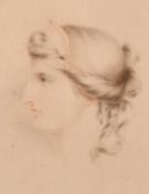 Circle of Giovanni Battista Cipriani, A head study of a classical female, ink and wash, 7.5