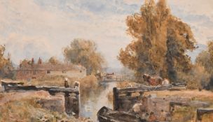 Robert Thorne Waite R.W.S (1842-1935) British, '41 Woolhampton Lock', watercolour, signed and