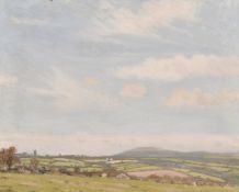 Robert Morson Hughes (1873-1953) British, Rural landscape with an open sky, oil on board, signed,
