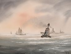 Peter Toms (b. 1940) British, 'Channel Traders', watercolour, signed, 14