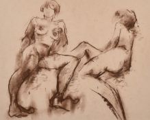 Peter Collins (1923-2002) Brown chalk nudes, brown chalk on paper, 11.75