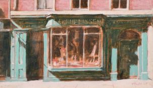 Trevor Haddrell (b. 1945) 'Cornelison's shop in London', acrylic on board, signed, 5