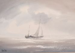 Peter Toms (b. 1940) British, 'Off the weather bow', watercolour, signed, 9.5