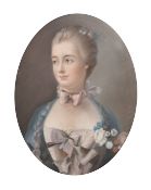 19th Century French School, A bust length portrait of an elegant lady with flowers in her hair,