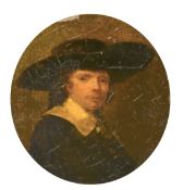 17th/18th Century, possibly Dutch School, A miniature portrait of a gentleman, oil, 2.75