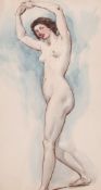 William Edward Frost (1811-1877) A female nude, watercolour, pen and ink, 7.25
