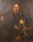After Anthony van Dyck, Portrait of an armoured warrior, oil on canvas, copyist's stamp verso reads,