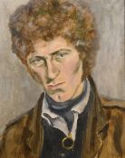 Barbara Haines, 'The Maths Student' a portrait of a young man, signed verso, 20