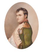 An oval portrait of Napoleon in a gilt metal frame, 3.25