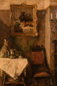 Walter Miehe (1883-1972) German, A study of a lavish interior, oil on board, signed, 19.75