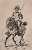 Charles Keene (1823-1891) British, 'French Gandarme Trotting', etching, 6