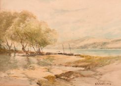 Circle of J.W. Carey, Seascape 'Kilkeel Harbour, County Down, Ireland', watercolour, inscribed