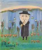 Moshe Maurer (1891-1971) Russia/Ukraine, A portrait of a Jewish man playing a wind instrument at