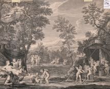 Benoit Audran After Franc Albanus, A set of four scenes of classical figures, 12