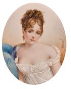 An oval portrait of a Young Lady in a gilt frame, signed, 3