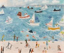 Alan Furneaux (b. 1953) 'Penzance Prominade', oil on board, signed and inscribed verso 19.75