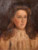 Early 20th Century School, A head and shoulders portrait of a young lady, oil on canvas, 17