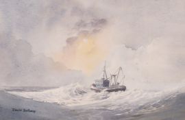 David Bellamy (20th Century) 'Trawler off St. Ann's Head', watercolour, signed, 7.5