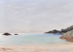 20th Century School, Scene of a coastline from a sandy beach, oil on canvas, 18