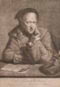 Pether after Palthe, 18th Century mezzotint of 'The violinist Carlo Tessarini', 13.75