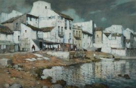 Albert Moulton Foweraker R.B.A. British (1873-1942), Moonlight Algeceras, watercolour, signed 13.