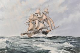 Robin Brooks (1943) British, Wild ship of the Atlantic, the Clipper 'Dreadnought' at full sail,