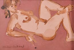 Alison Milner-Gulland, A study of a reclining nude, mixed media, signed, 8