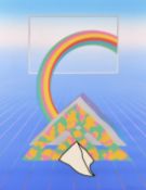 Modern British School, circa 1982, A pair of mixed technique prints of surreal scenes, each