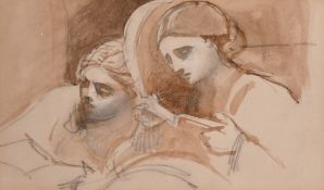 Attributed to Louisa Marchioness of Waterford, A sketch of a seated lady, inscribed 'Highcliffe July