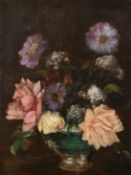 Raymond Tassoul (b. 1887) Belgian, A still life of mixed flowers in a vase, oil on canvas, 16