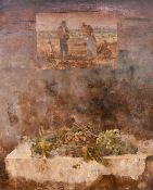 Angel Pintado Sevilla (b. 1955) A still life of grapes with vine leaves, with an inset study of a