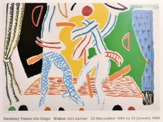 'Two Dancers', a David Hockney designed poster for 'Hockney Paints the Stage' at the Walker art