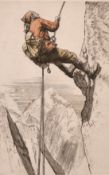 Henry Wilkinson (1921-2011) British, A pair of scenes of mountaineers, etchings in colour, each